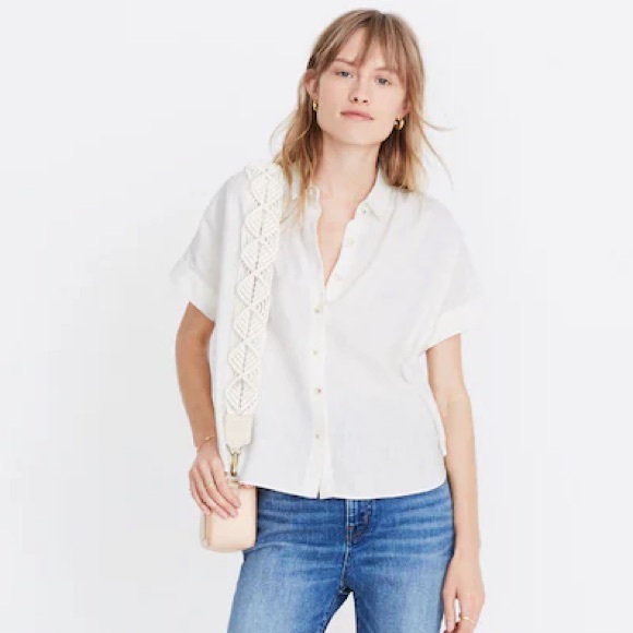 Madewell Linen-Blend Hilltop Shirt in White Size Medium - Picture 2 of 8